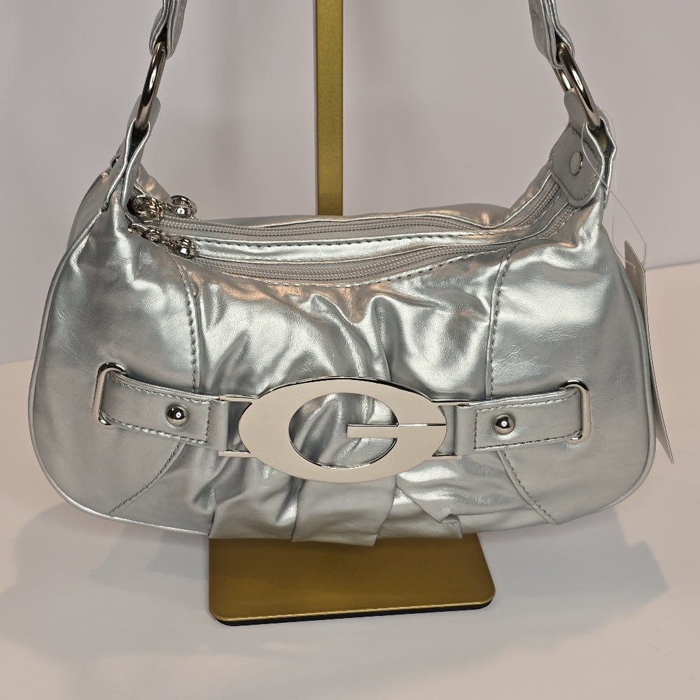 Metallic Silver G Ruched Candie Shoulder Bag Handbag Purse Unique Y2K Feminine